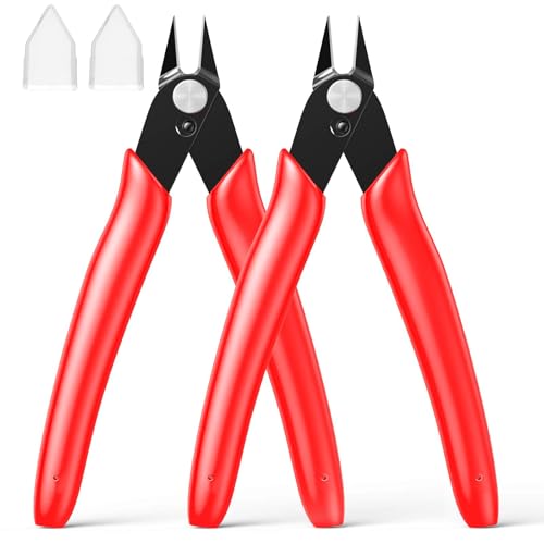 Small Wire Cutters 2-Pack Diagonal Flush Cutters 5" Red - color: Red ( 2 Pack )