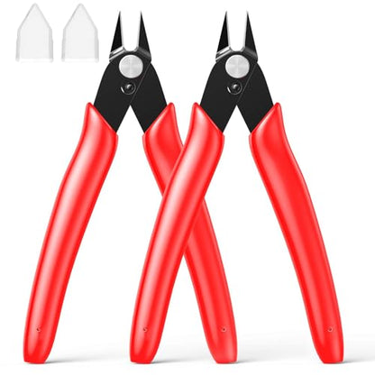 Small Wire Cutters 2-Pack Diagonal Flush Cutters 5" Red - color: Red ( 2 Pack )