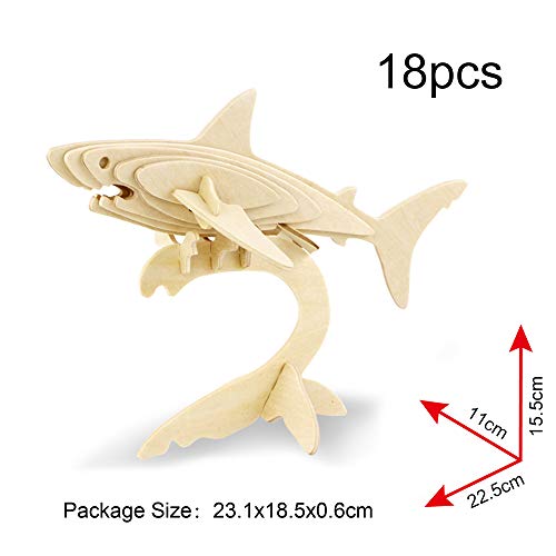 Georgie Porgy 3D Wooden Puzzles for Kids Toys Construction Woodcraft Kits DIY Model Puzzle Kits Birthday Gifts Pack of 2 (Shark Sea Turtle) - color: Shark Sea Turtle