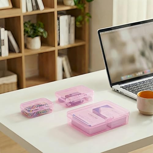 LJY 24 Plastic Boxes, 4 Sizes for Beads - color: Pink