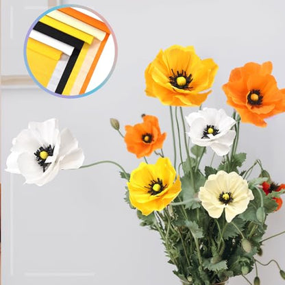 Gersoniel 57 Pcs Crepe Paper DIY Kit for Flower Making, Yellow - color: Yellow