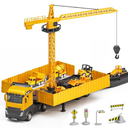 WEOLULU Construction Truck Toys Birthday Gift for 3-5 Year Old Boys - color: Yellow