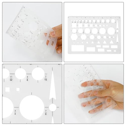 6pcs Circle Templates for Drafting Flexible Circle Stencils with Geometric Shapes 6 Sizes Plastic Measuring Rulers for Drawing Office, School, Architecture and Building Formwork
