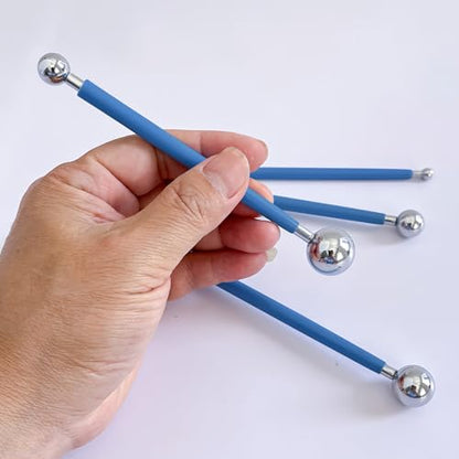 DIYOOHOMY 9 Pcs Polymer Clay Tools, Ball Stylus Silicone Sculpting Tools for Pottery Rock Dot Painting Nail Art Blending Clay Carving Ceramic Drawing DIY Craft Modeling - color: blue