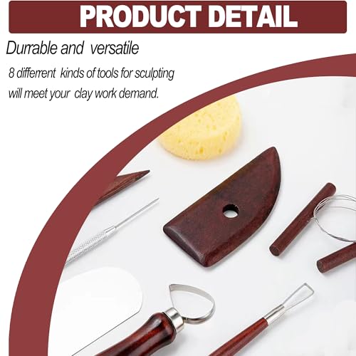 LINPHCEY 8-Piece Clay Sculpting Tools Set Perfect for Polymer Air Dry Modeling Clay Beginners & Professionals Ideal for DIY Pottery & Ceramics Tools for Clay Sculpey Sculpting & Crafting - color: 8PCS/SET
