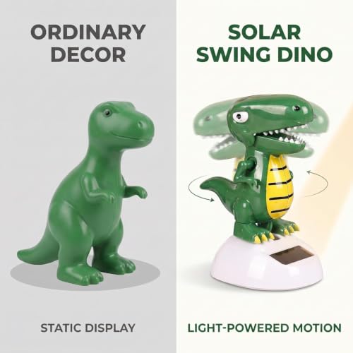 Green Cute Solar Powered Dancing Dinosaur,Decoration Gift,Swinging Dancer, No Battery Required,Desk and Dashboard Decor Home Decor Birthday Gifts Solar Power Kits