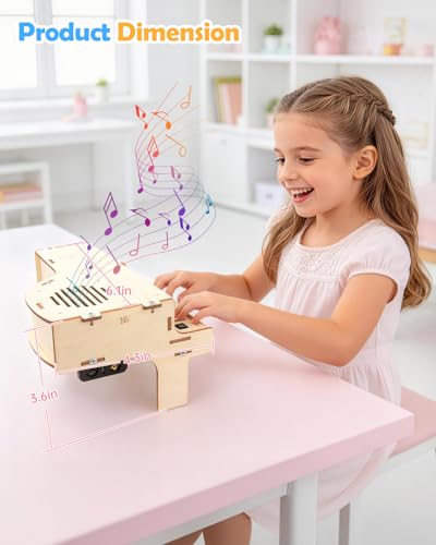 Poraxy STEM Toys for Girls Age 8-12, Playable Piano,Wooden 3D Puzzles Craft Kits for Girls Ages 8 9 10 11 13 14 15 16, Science Kits for Kids 12-14 Christmas Birthday Gifts for Girl Boy Teen