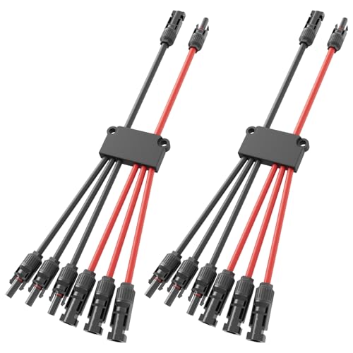 Solar Panel Connector 6 to 2 Solar Y Branch Connectors PV Panels Parallel Connectors Kit Adapter Waterproof Wire Plug Tool for Solar Panel(2 Pcak MF/FFFMMM) - color: 2 Pack, size: 6 to 2
