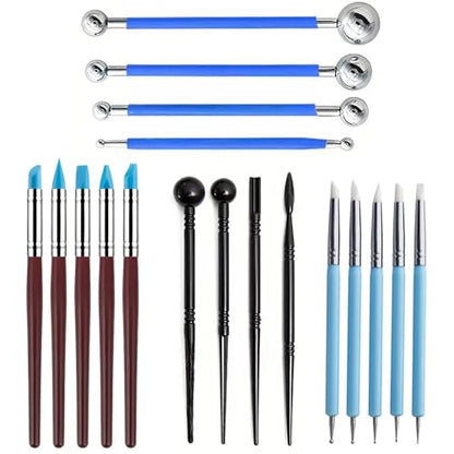 18Pcs Clay Sculpting Tool Set, Polymer Clay Kit with Ball Stylus Pens, Silicone Sculpting Brushes & Detail Carving Tools, Professional Pottery Modeling Tools for Clay, Ceramic & DIY Crafts - color: 18Pcs