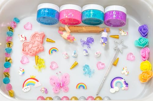 Playdough Kit – Holiday Sensory Play Set with Non-Toxic Dough, Santa Figures, Tree Decorations & Festive Accessories – Creative Play for Kids (Unicorn Playdough Kit) - style: Unicorn Playdough Kit
