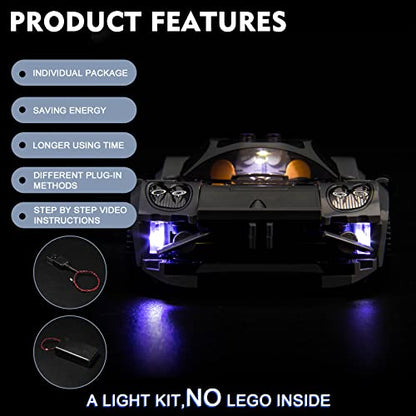 BrickBling LED Lighting Compatible with Lego Speed Champions Pagani Utopia 76915 Race Car; New 2023 Light kit Compatible with Lego Pagani Utopia; Light up Your 76915-No Model - style: 76915 Light