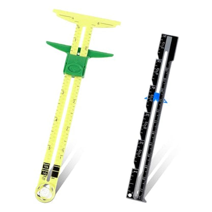 Sewing Gauge Measuring Tool Set 5-in-1 Sliding Gauge Sewing Ruler Tool, Seam Gauge for Sewing Fabric Quilting Ruler Hem Gauge with Sliding Marker for Knitting Crafting Beginner Supplies