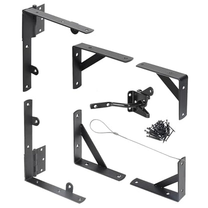 Fence Gate Kit Gate Hardware, 1 Set Anti Sag Gate Kit Heavy Duty No Sag, Anti Twist Gate Frame Corner Brackets Kit Withstand 150 lbs, Gate Hardware Kit for Wood Fence Gate - style: 1 Set