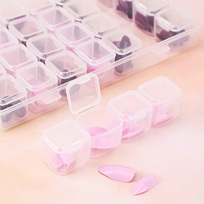 Gem Organizer, Segbeauty Clear Bead Container 28 Compartments with Secure Lids, Removable Tiny Jewelry Storage Box, Transparent Jewelry Organizer for Seeds Craft Making Accessories - size: 28 Count (Pack of 1)