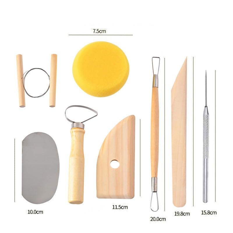 S & E TEACHER'S EDITION 8 Pcs Pottery & Clay Sculpting Tools, Double-Sided, Smooth Wooden Handles. (Pack of 2) - size: 8 PCS (Pack of 2)