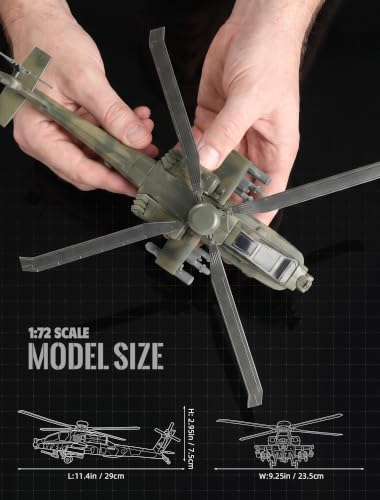 SEBUNAS 1:72 Scale AH-64 Apache Quick Build Helicopter Model Kit - color: 7.AH-64