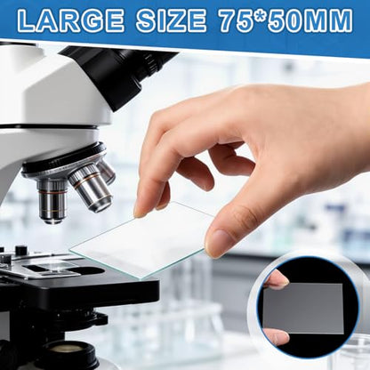 Sosation 50 Pcs Pre-Cleaned Glass Microscope Slides 75 x 50 mm/3" x 2" High-Transparency Microscope Slides for School Laboratories Professional Biological Observation