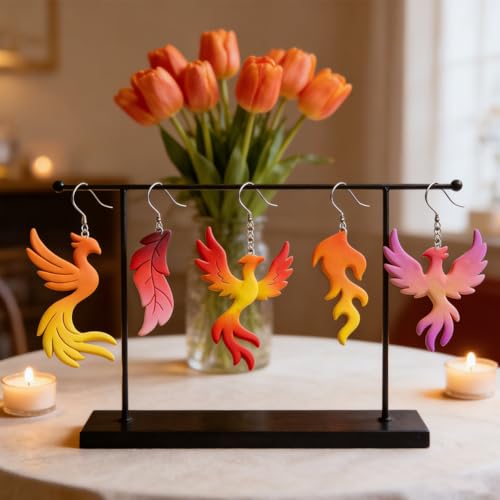 17Pcs Phoenix Polymer Clay Cutters Flame Feather Polymer Cutter for Clay Earrings Making Festival Jewelry DIY - color: Phoenix