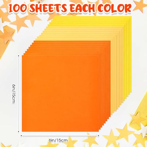 Kigeli 300 Sheet Origami Paper 6 x 6 Inch Square, Autumn Colors - color: Orange,Yellow