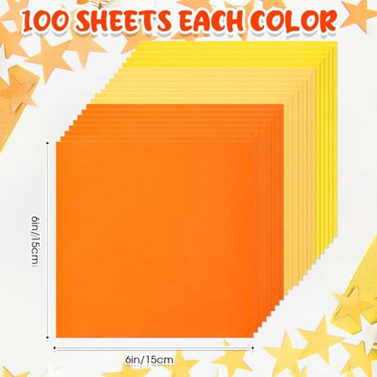 Kigeli 300 Sheet Origami Paper 6 x 6 Inch Square, Autumn Colors - color: Orange,Yellow
