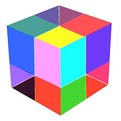 CMY Colorful Cube, 3.15 inch (80mm) Acrylic Mixing Color Cube Prism for Physics Education Learning and Office Desktop Decor, Scientific Toys and Gifts for Kids - size: 80mm