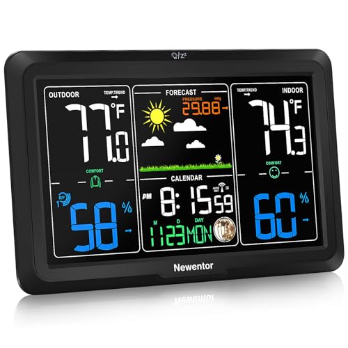 Newentor Weather Station Wireless Indoor Outdoor, Black, 1 Sensor - color: Black, size: 1 Sensor