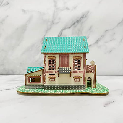 Log Cabin Mini House 3D Wooden Puzzle Building Kit for Adults Teens