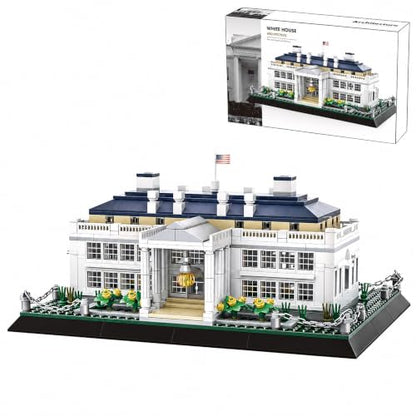 White House Architecture Building Blocks Set 894 PCS Washington D.C. Landmark Model Kit for Adults Teens United States Capitol Souvenir Gift Educational Construction Toy for Home Office Decor - style: White House