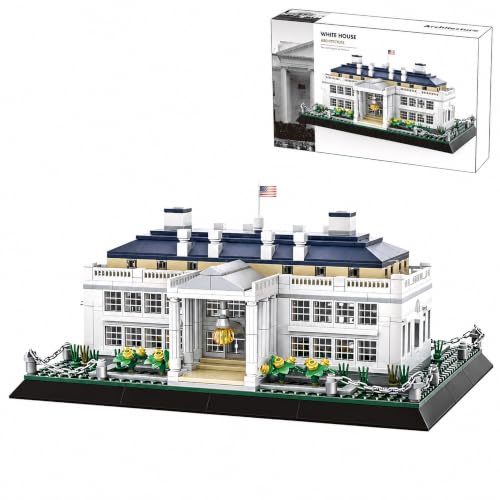 White House Architecture Building Blocks Set 894 PCS Washington D.C. Landmark Model Kit for Adults Teens United States Capitol Souvenir Gift Educational Construction Toy for Home Office Decor - style: White House