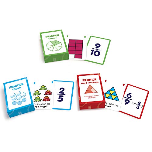 Junior Learning Fraction Flashcards - 3 Decks of 54 Cards for Math