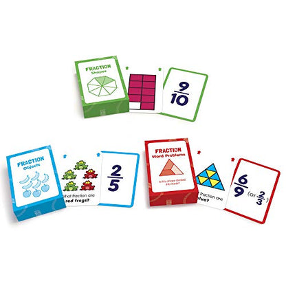Junior Learning Fraction Flashcards - 3 Decks of 54 Cards for Math
