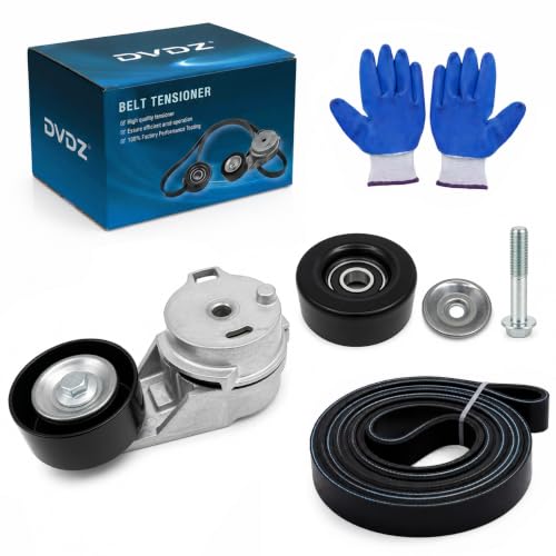 Serpentine Belt Tensioner & Idler Pulley Kit with EPDM Belt Compatible with Chevrolet Trailblazer 2002-2009, GMC Envoy, Buick Rainier, Isuzu Ascender, Saab 9-7X, Bravada DOHC 4.2L, Replace 90K-38178 - size: 90K38178