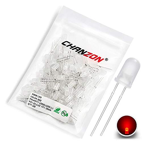 CHANZON 100 pcs 5mm Red Diffused LED Diode Lights(DC 3V 20mA) - color: C) White-red (100pcs)