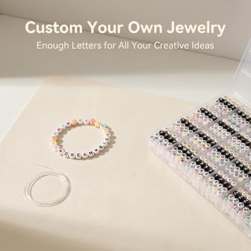 4 Styles 1000 PCS Letter Beads Kit, Alphabet Beads with Star and Heart Beads for Bracelets, DIY Jewelry Making and Craft
