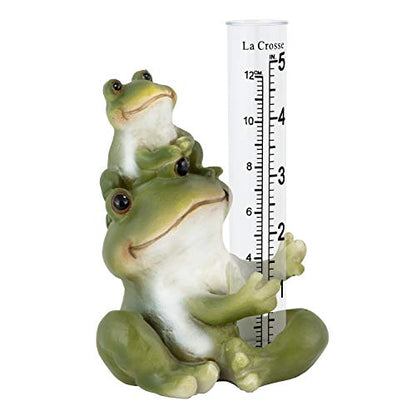 La Crosse 704-4114 5 in. Table Standing Polyresin Frog Rain Gauge (Pack of 4) - size: 3.90"L x 3.15"W x 5.79"H (Pack of 4)