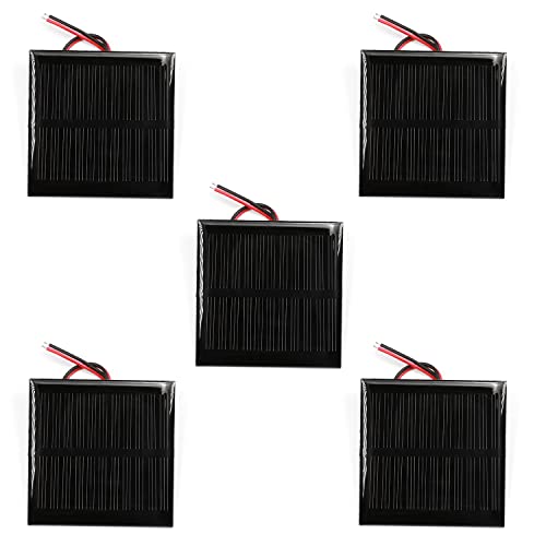 Fielect 5.5V 0.6W Polycrystalline Mini Solar Panel Module DIY for Light Toys Charger 65x65mm 5Pcs - size: 5.5V 0.6W