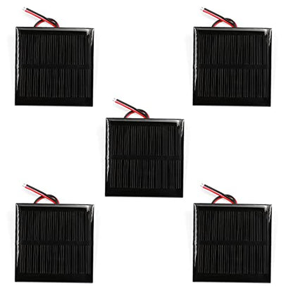 Fielect 5.5V 0.6W Polycrystalline Mini Solar Panel Module DIY for Light Toys Charger 65x65mm 5Pcs - size: 5.5V 0.6W