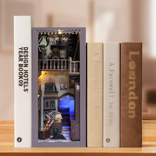 Timeless Bookshop Book Nook Kit with Silicon Liquid Glue - DIY Miniature House Kit for Adults, Teens and Beginners, Dollhouse Booknook Library Tiny House Bookshelf Decor 3D Wooden Puzzle - style: Timeless Bookshop