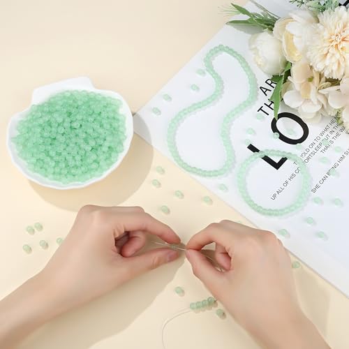 500Pcs Green 6mm Glass Beads for Jewelry Making - color: Light Green