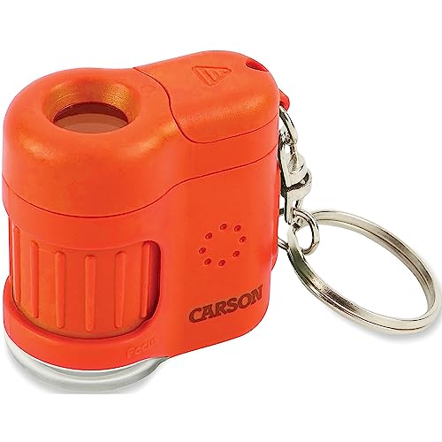 Carson MicroMini 20x LED Lighted Pocket Microscope Keychain - color: Orange