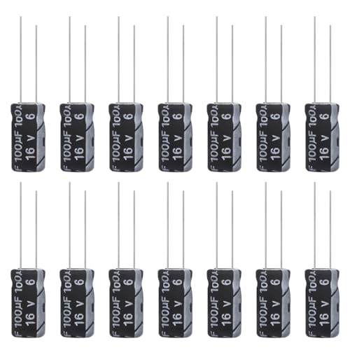 100uF 16V 5x11mm Electrolytic Capacitor 100 UF MFD 16 Volt 0.2x0.43in Aluminum Capacitors (Pack of 15) - style: 100uF 16V 5x11MM