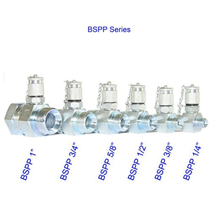 XZT BSPP 6 PACK Hydraulic Swivel Run tees,hydrulic tee connector,Tester Coupling set for hydraulic system, Excavator Construction Machinery
