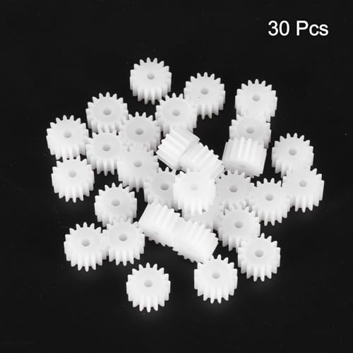 MECCANIXITY 30 Pcs Plastic Gears 16 Teeth Plastic Motor Gear Model 162A Reduction Gear for RC Car Model DIY Robot (White, Module 0.5) - style: 16 Teeth