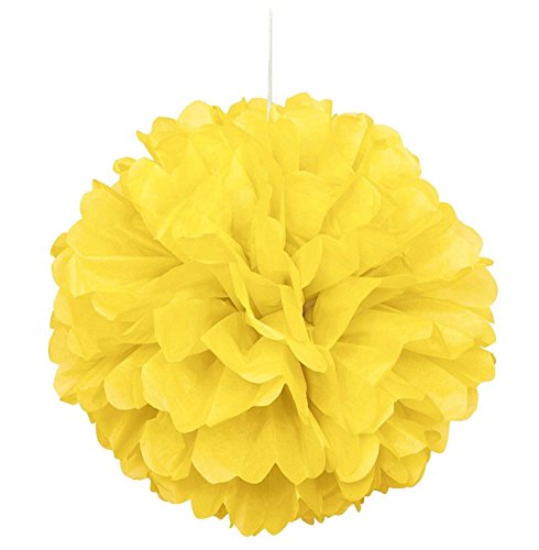 10pcs Yellow Tissue Hanging Paper Pom-poms, Hmxpls Flower Ball Wedding Party Outdoor Decoration Premium Tissue Paper Pom Pom Flowers Craft Kit - color: yellow