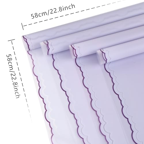 FUHITIM 20 Sheets Flower Wrapping Paper(Lavender Purple) - color: Lavender Purple (Wave Edge)