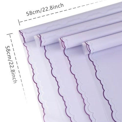 FUHITIM 20 Sheets Flower Wrapping Paper(Lavender Purple) - color: Lavender Purple (Wave Edge)