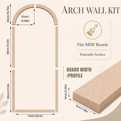Nuanchu 94 x 29 Inches 3 Set Arch Mdf Board and Batten Wall Panel Kit - size: 79 x 29 Inches