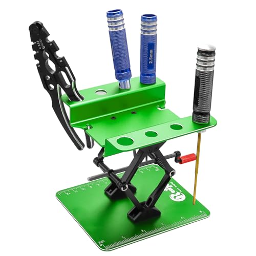 RC Work Stand Aluminum w/Screw Tray for 1/8 1/10 1/12 Scale RC Cars, Green - color: Green