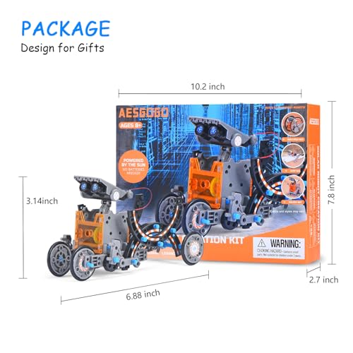 Solar Robot Building Kit, 12-in-1 STEM Robotic Toys for Kids Age 8-12 - color: Grey