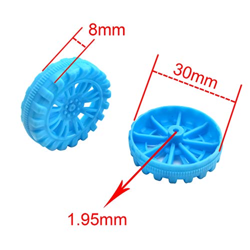 EUDAX 30mmx8mm Plastic Roll 2mm Dia Shaft Toys Wheel and 2mmx100mm STEM Shaft Round Rod Axles for DIY Toy RC Car Truck Boat Helicopter Model Part (Blue, 100pcs) - color: Blue, size: 100pcs